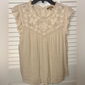 Democracy Cream Floral Lace Blouse